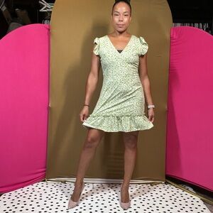 Floral Green Ruffle Dress